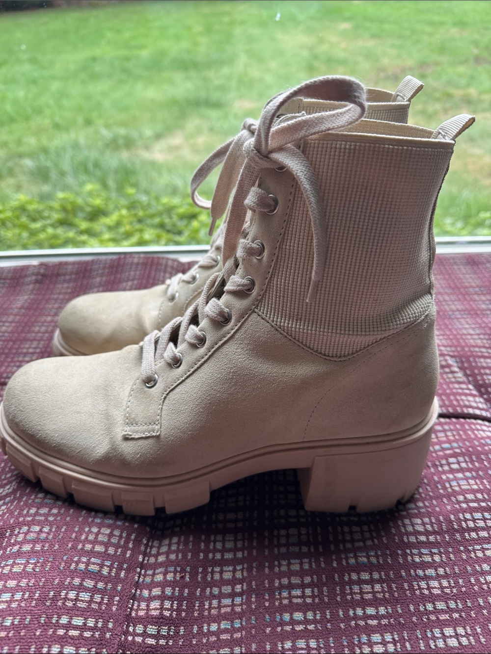 Women's Lace-Up Chunky Ankle Boots - Neutral Creami
